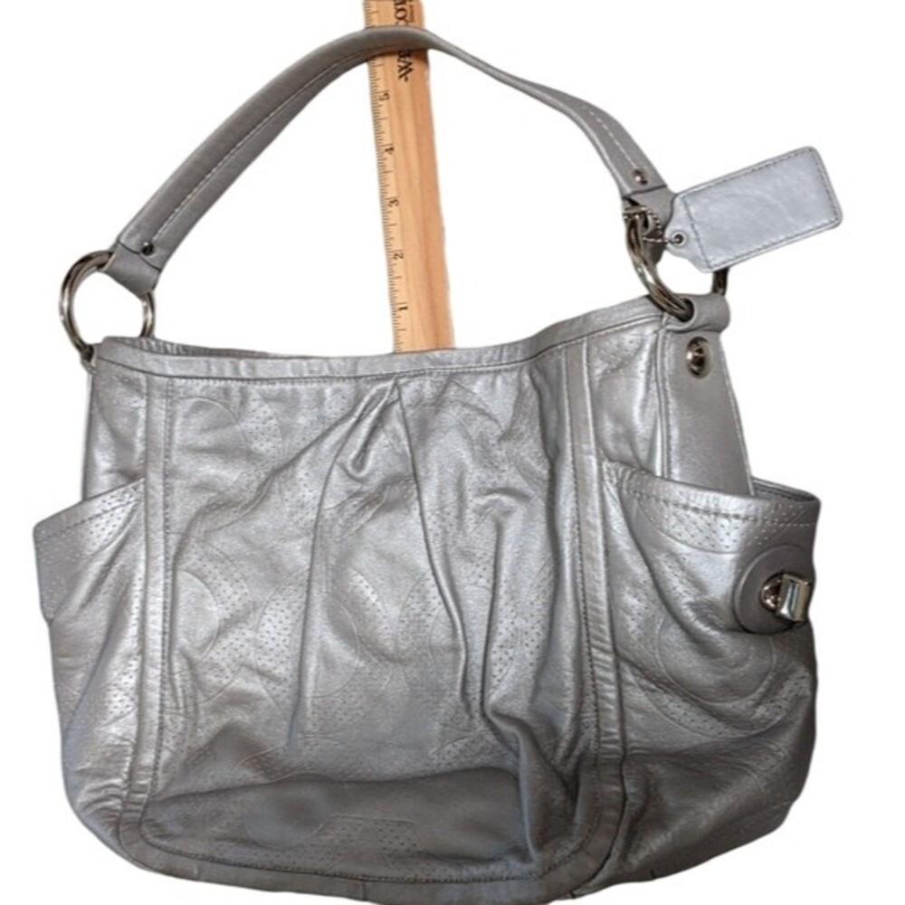 Coach grey Parker perforated leather shoulder, hand bag B0971-13622 - Picture 5 of 9